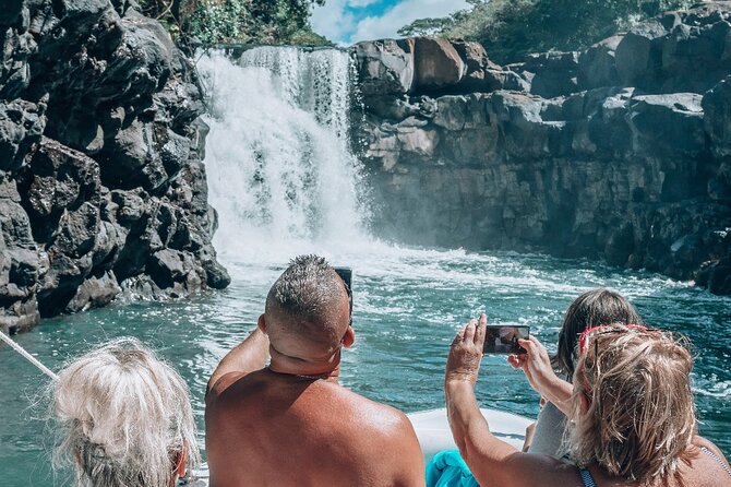 5 island tour all inclusive with Ile aux cerfs and snorkeling - GRSE Waterfall from the boat