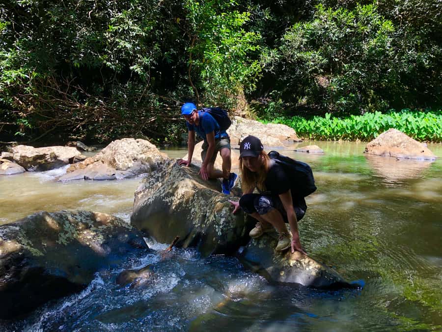 From Chamarel: Waterfall Eco-Hike Adventure - The gorge descent and four river crossings