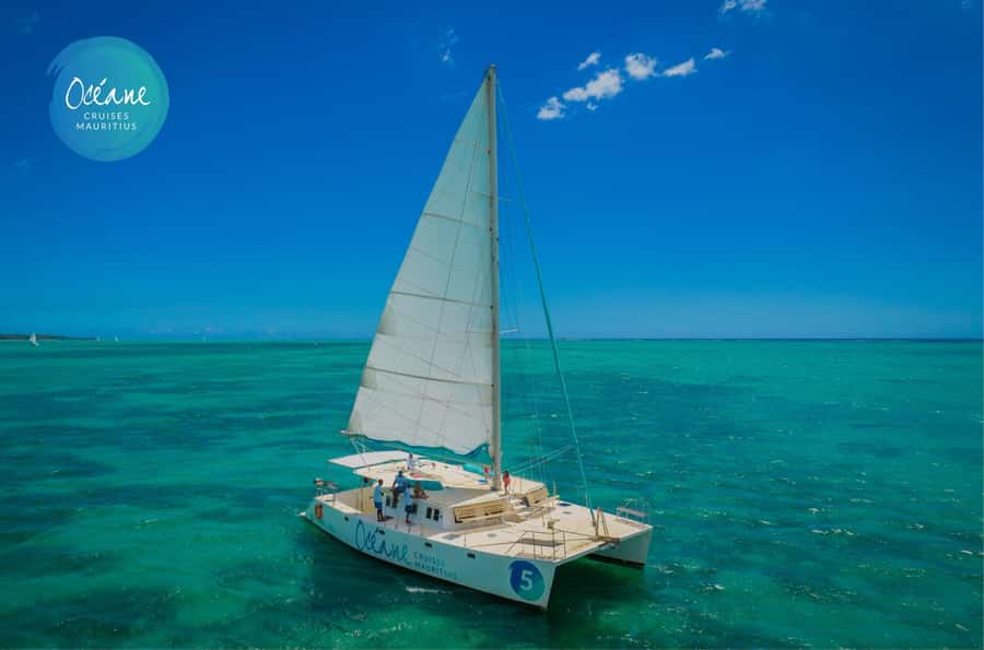 Île aux Cerfs: Private Catamaran Cruise with Gourmet Lunch - Grand River South East Waterfall comes first