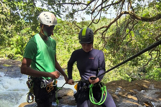 Tamarind Falls Abseiling - The exit is short but not easy